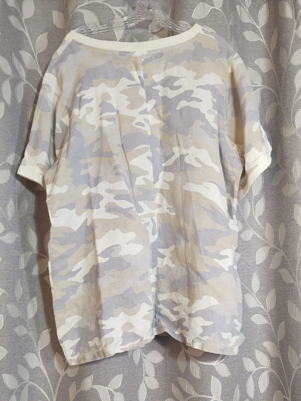 Kyla Seo Linen Light Neutral Camo Shirt size 2X